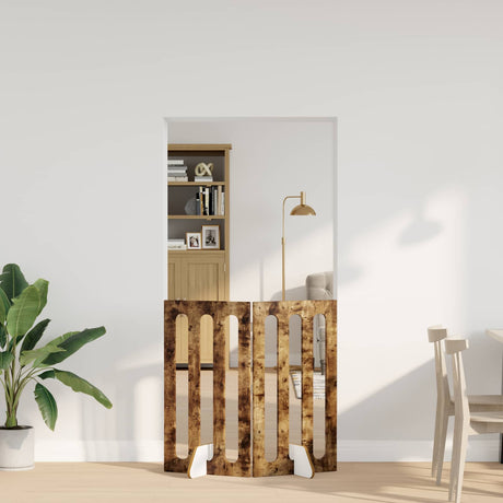 Vidaxl opvouwbaar huisdierhek 2 st gerookt eiken 100,5 x 38 x 90 cm