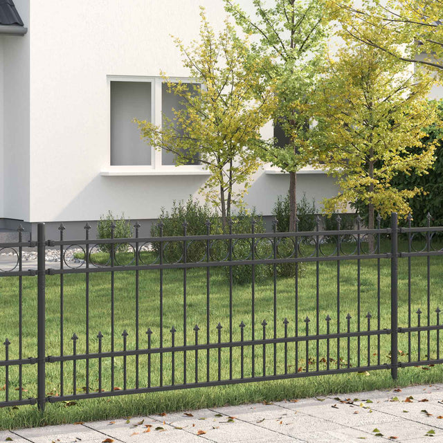 Vidaxl spike ring hek horst 200 x 130 cm gepoedercoat staal zwart