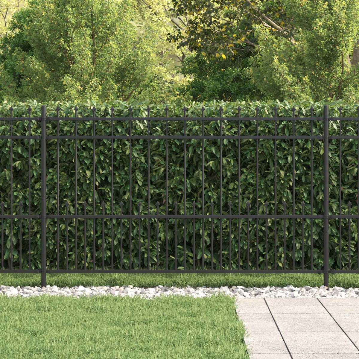 Vidaxl spike ring hek horst 200 x 166 cm gepoedercoat staal zwart