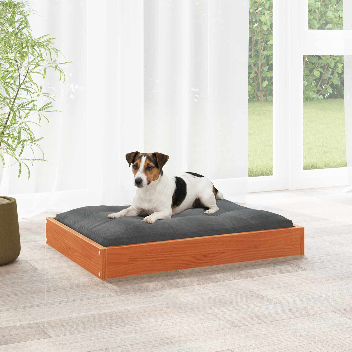 Vidaxl hondenbed wasbruin 72 x 54 x 9 cm massief vurenhout