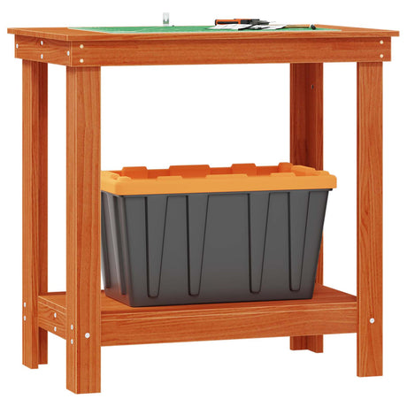 Vidaxl werkbank met plank wasbruin 80 x 50 x 80 cm massief grenenhout