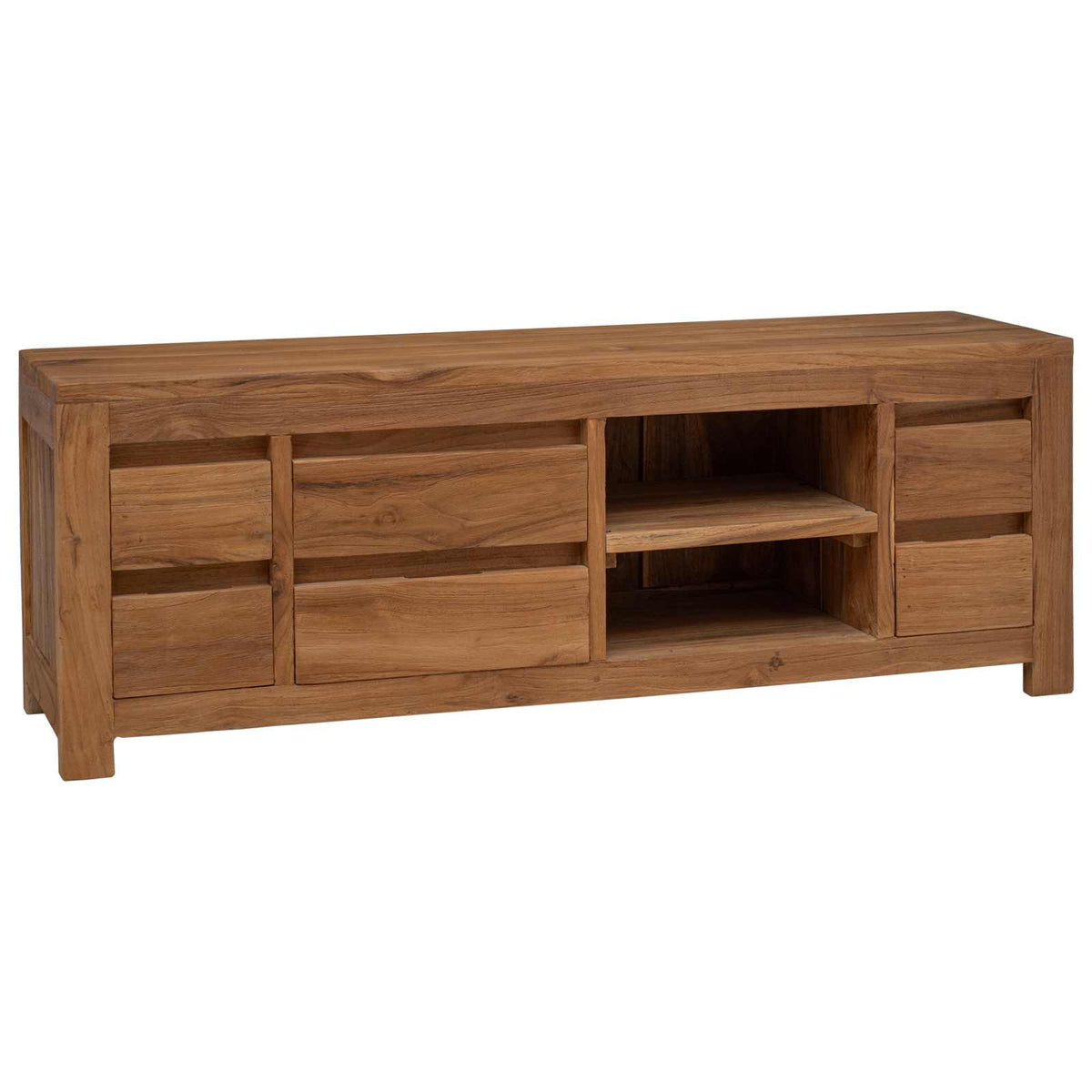 Vidaxl tv-meubel 110 x 30 x 40 cm naturel massief teakhout
