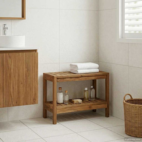 Vidaxl badkamer bijzettafel naturel 60 x 30 x 45 cm massief teakhout