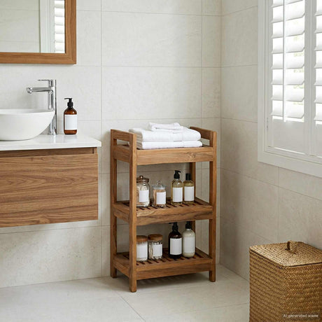 Vidaxl badkamerplank naturel 45 x 30 x 71 cm massief teakhout