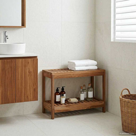 Vidaxl badkamer bijzettafel naturel 60 x 30 x 45 cm massief teakhout