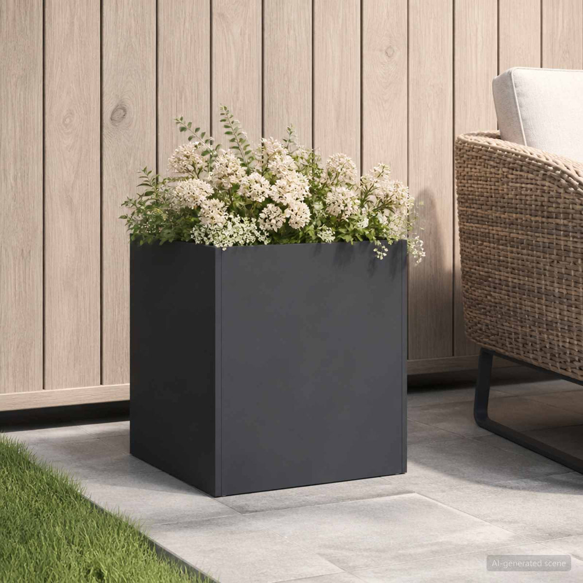 Vidaxl plantenbak zwart 20 x 20 x 20 cm koudgewalst staal