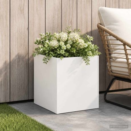 Vidaxl plantenbak wit 20 x 20 x 20 cm koudgewalst staal