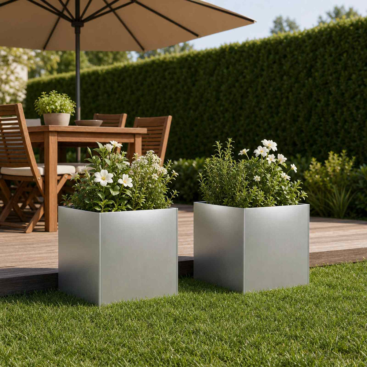 Vidaxl plantenbak 2 st zilver 20 x 20 x 20 cm gegalvaniseerd staal