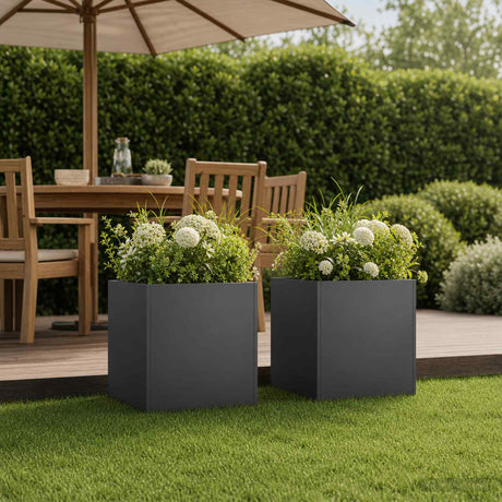 Vidaxl plantenbak 2 st zwart 35 x 35 x 35 cm koudgewalst staal