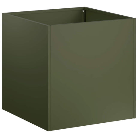 Vidaxl plantenbak 2 st olijfgroen 35 x 35 x 35 cm koudgewalst staal
