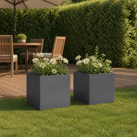 Vidaxl plantenbak 2 st antraciet 45 x 45 x 45 cm koudgewalst staal