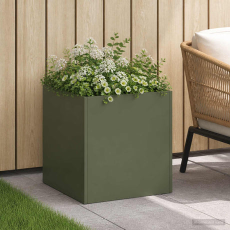 Vidaxl plantenbak olijfgroen 45 x 45 x 45 cm koudgewalst staal