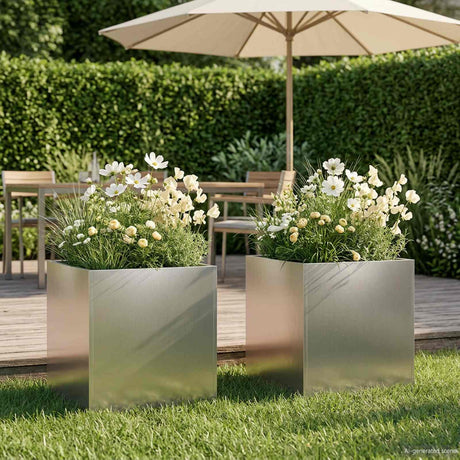 Vidaxl plantenbak 2 st zilver 45 x 45 x 45 cm roestvrij staal