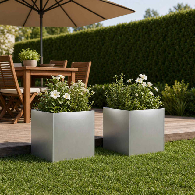 Vidaxl plantenbak 2 st zilver 45 x 45 x 45 cm gegalvaniseerd staal