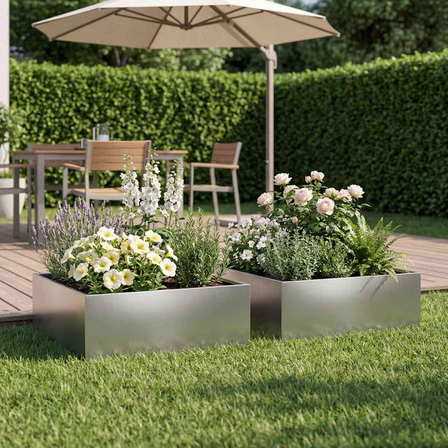 Vidaxl plantenbak 2 st zilver 40 x 40 x 20 cm gegalvaniseerd staal