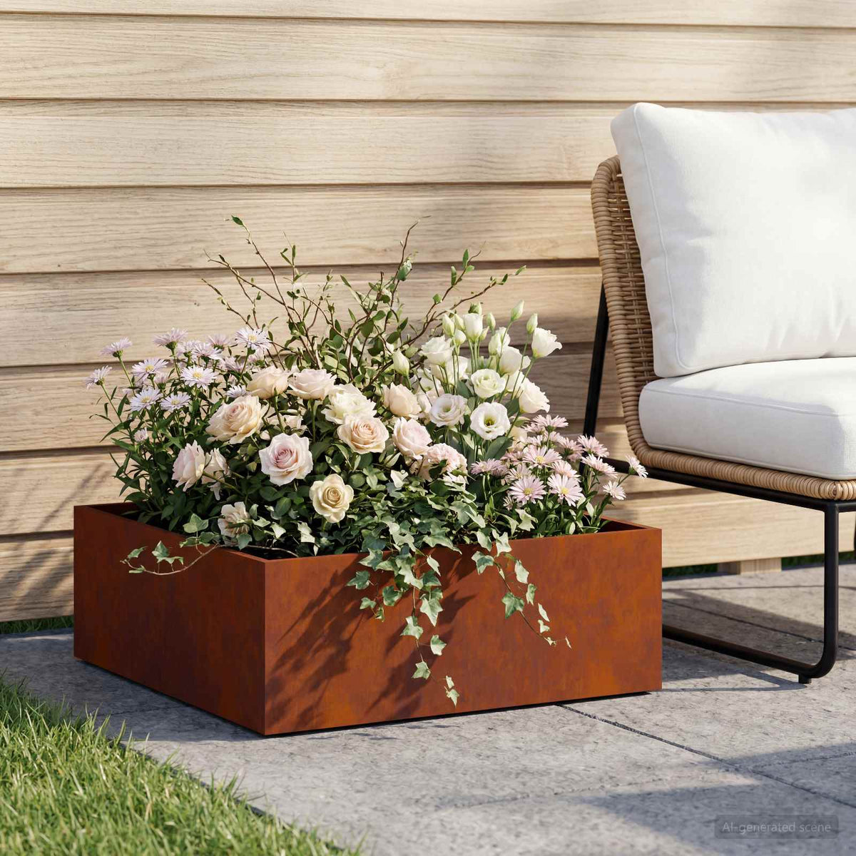 Vidaxl plantenbak roestkleurig 40 x 40 x 20 cm weervast staal
