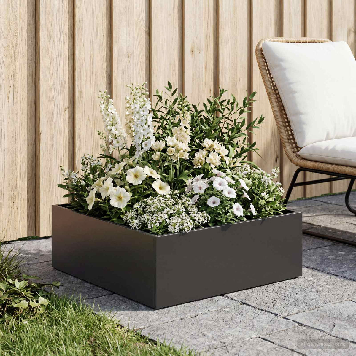 Vidaxl plantenbak zwart 60 x 60 x 20 cm koudgewalst staal