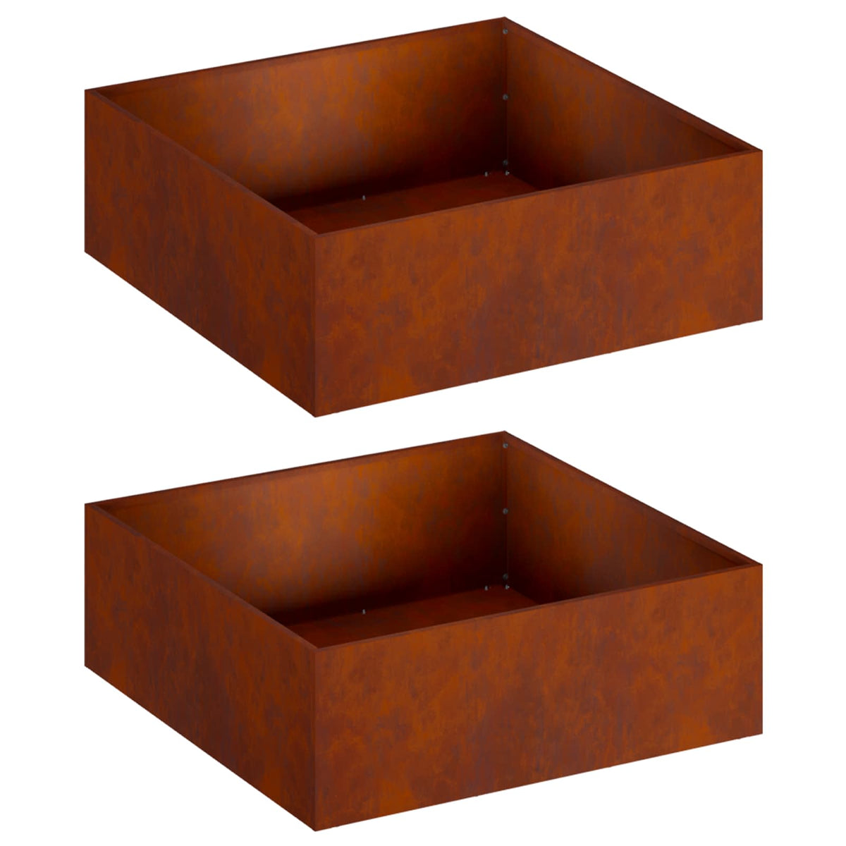 Vidaxl plantenbak 2 st roestkleurig 60 x 60 x 20 cm weervast staal