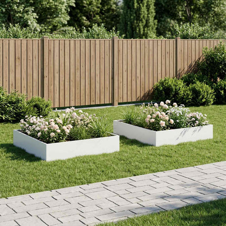 Vidaxl plantenbak 2 st wit 80 x 80 x 20 cm koudgewalst staal