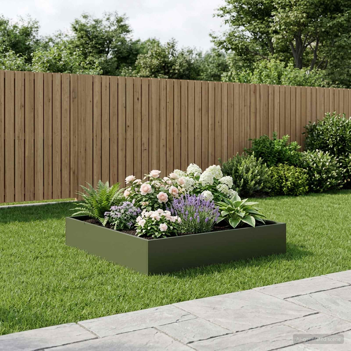 Vidaxl plantenbak olijfgroen 80 x 80 x 20 cm koudgewalst staal