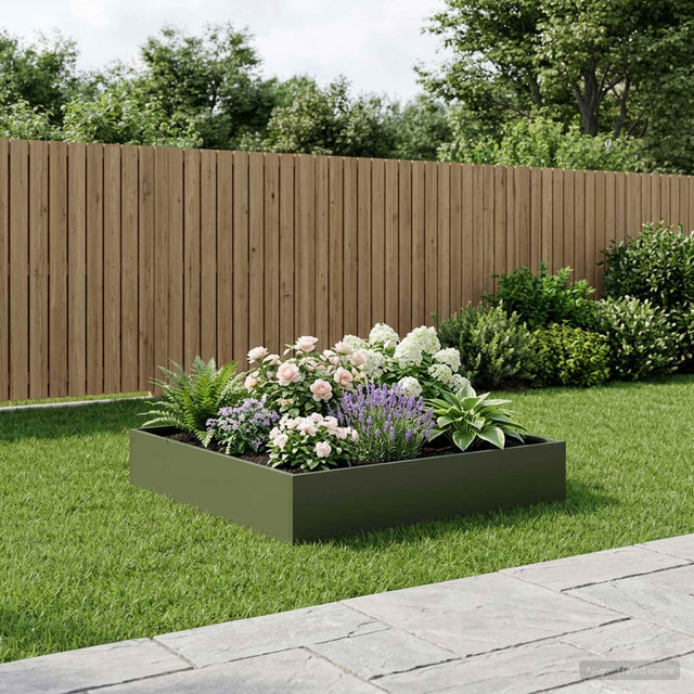 Vidaxl plantenbak olijfgroen 80 x 80 x 20 cm koudgewalst staal