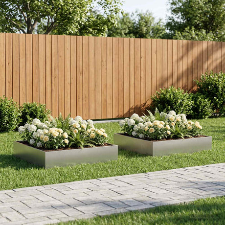 Vidaxl plantenbak 2 st zilver 80 x 80 x 20 cm roestvrij staal