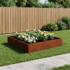 Vidaxl plantenbak roestkleurig 100 x 100 x 20 cm weervast staal