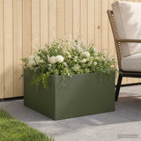 Vidaxl plantenbak olijfgroen 40 x 40 x 30 cm koudgewalst staal
