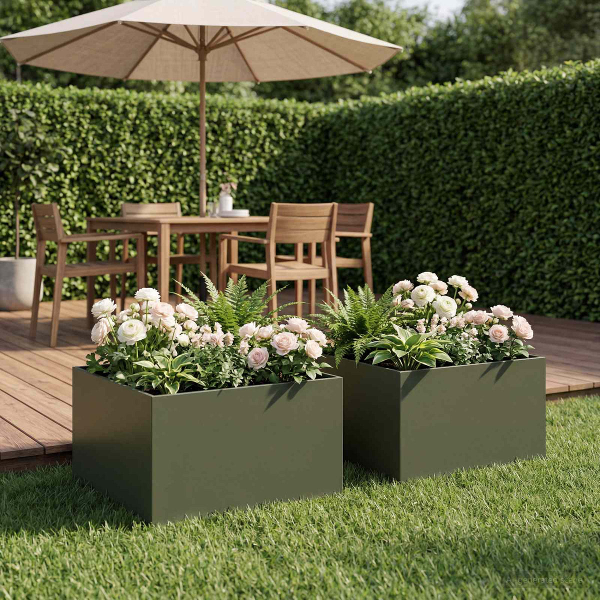 Vidaxl plantenbak 2 st olijfgroen 40 x 40 x 30 cm koudgewalst staal