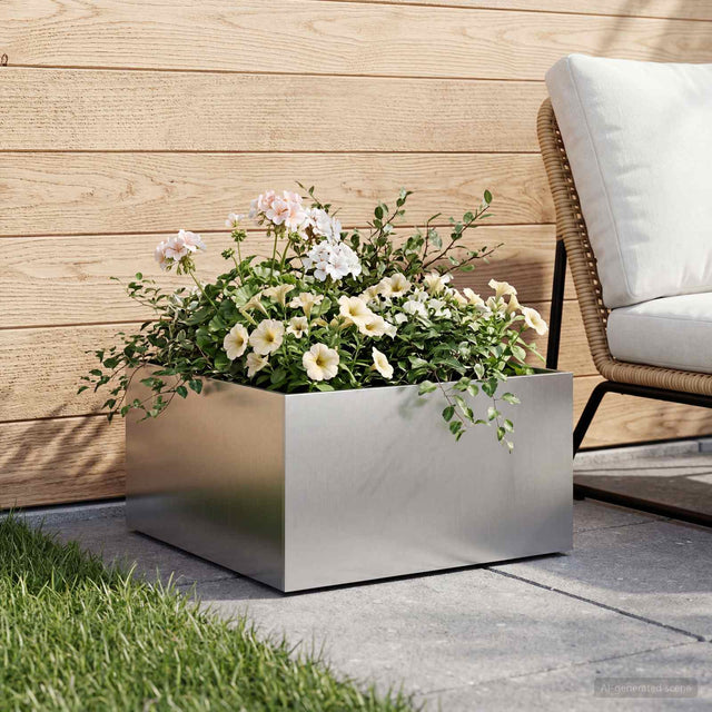 Vidaxl plantenbak zilver 40 x 40 x 30 cm gegalvaniseerd staal