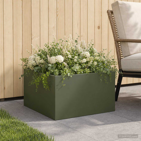 Vidaxl plantenbak olijfgroen 60 x 60 x 30 cm koudgewalst staal