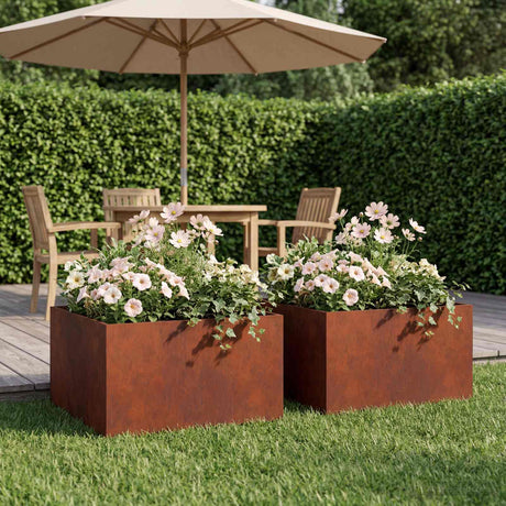 Vidaxl plantenbak 2 st roestkleurig 60 x 60 x 30 cm weervast staal