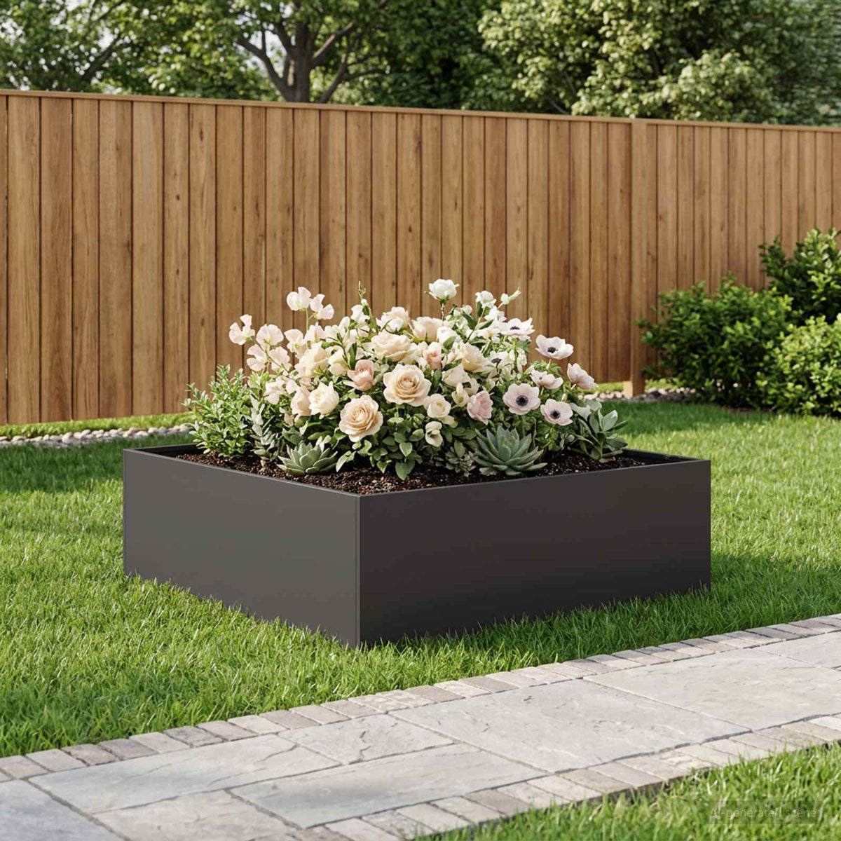 Vidaxl plantenbak zwart 80 x 80 x 30 cm koudgewalst staal