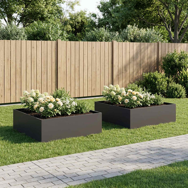 Vidaxl plantenbak 2 st zwart 80 x 80 x 30 cm koudgewalst staal