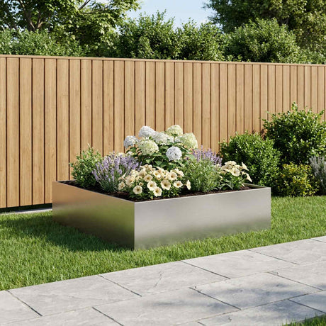 Vidaxl plantenbak zilver 80 x 80 x 30 cm roestvrij staal