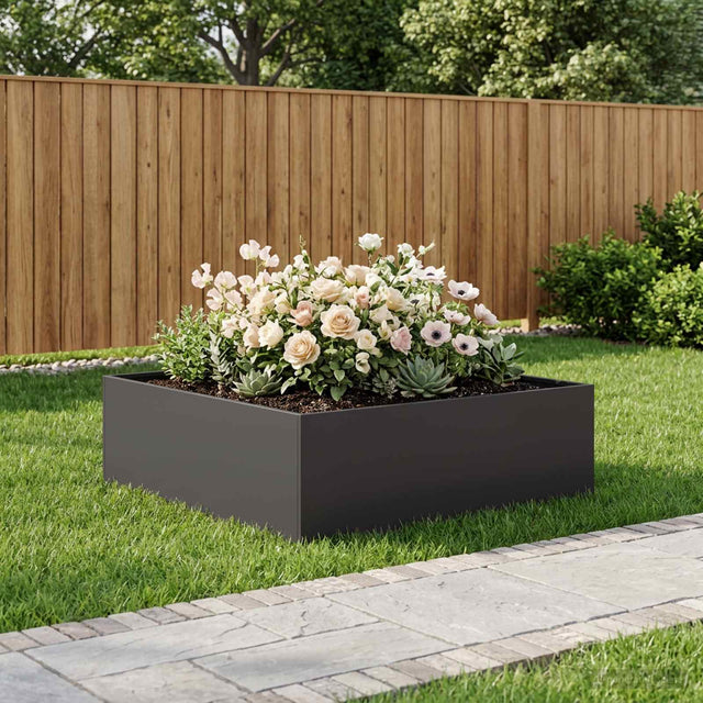 Vidaxl plantenbak zwart 100 x 100 x 30 cm koudgewalst staal