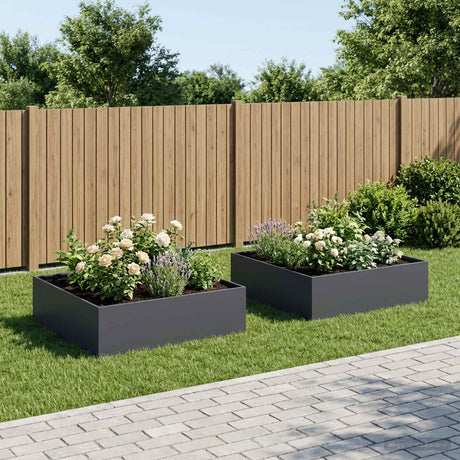 Vidaxl plantenbak 2 st antraciet 100 x 100 x 30 cm koudgewalst staal
