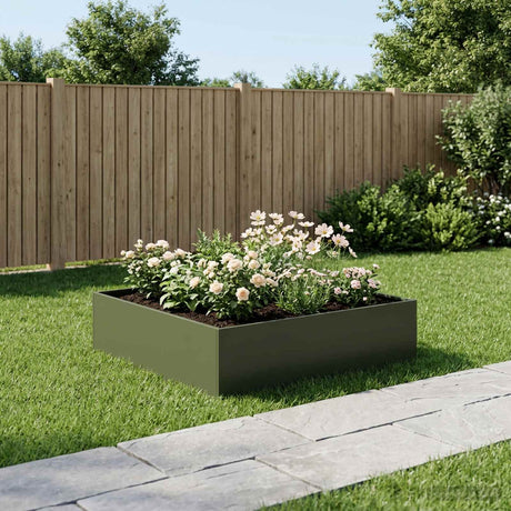 Vidaxl plantenbak olijfgroen 100 x 100 x 30 cm koudgewalst staal