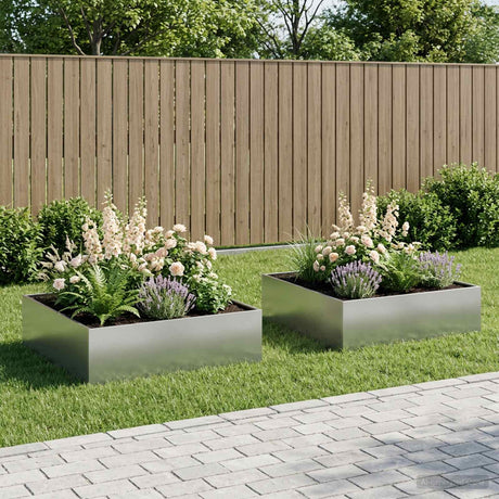 Vidaxl plantenbak 2 st zilver 100 x 100 x 30 cm gegalvaniseerd staal