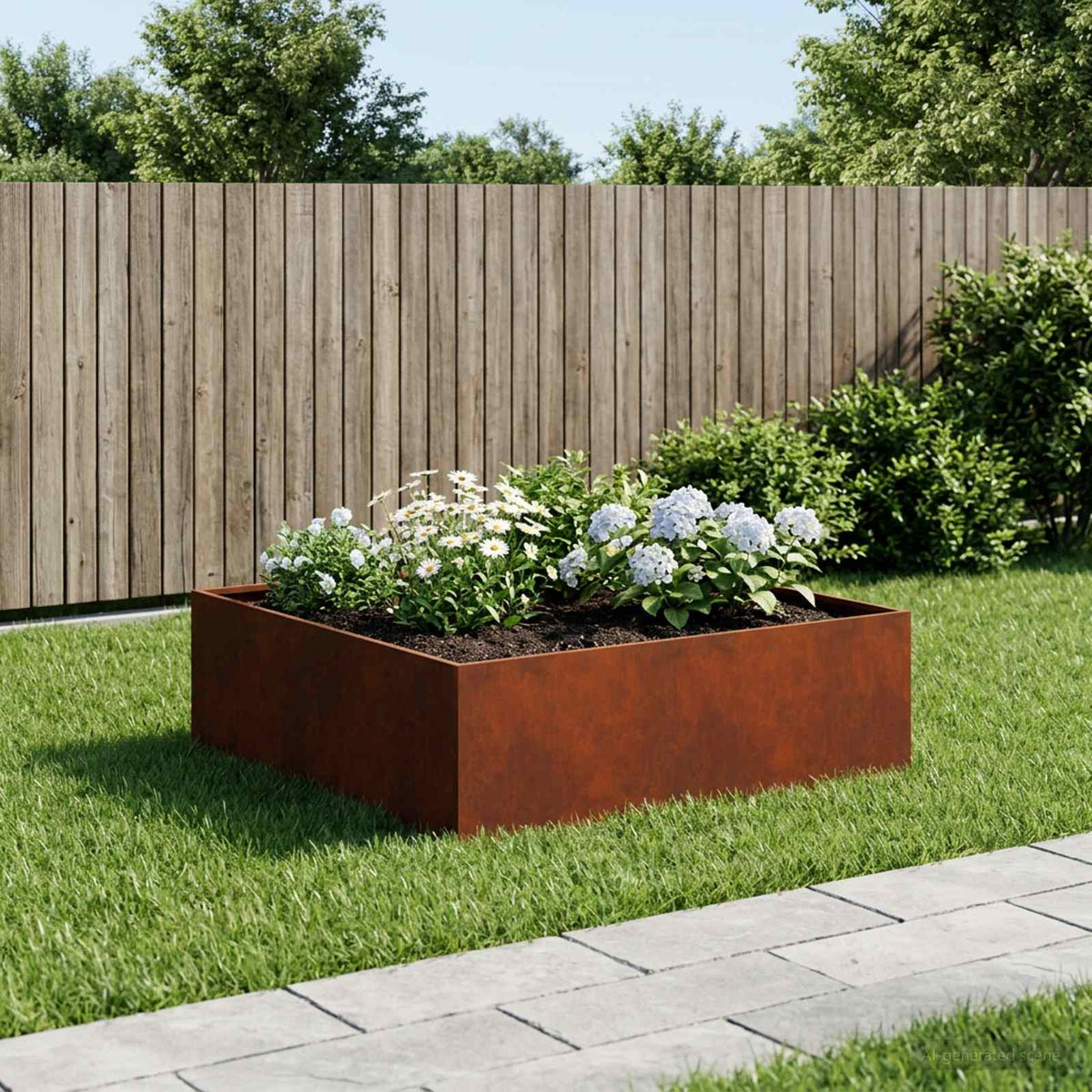 Vidaxl plantenbak roestkleurig 100 x 100 x 30 cm weervast staal