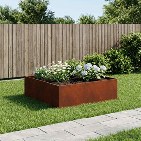 Vidaxl plantenbak roestkleurig 100 x 100 x 30 cm weervast staal