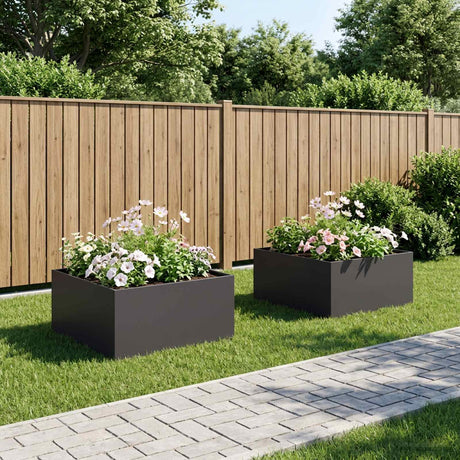 Vidaxl plantenbak 2 st zwart 60 x 60 x 40 cm koudgewalst staal