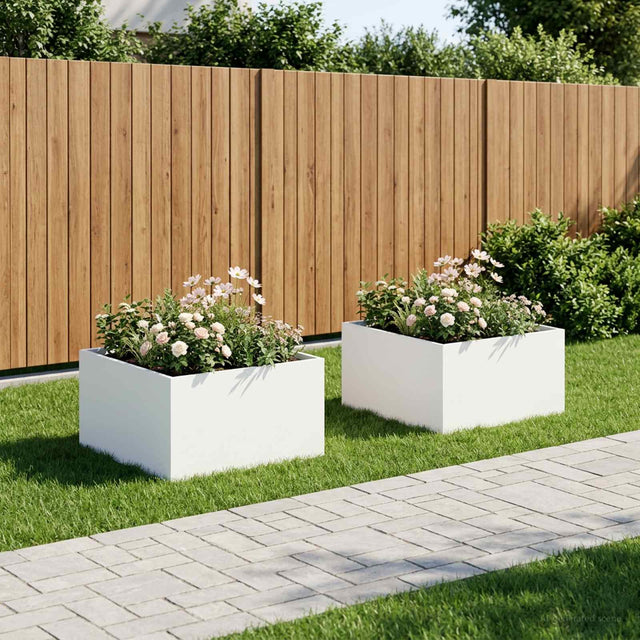 Vidaxl plantenbak 2 st wit 60 x 60 x 40 cm koudgewalst staal