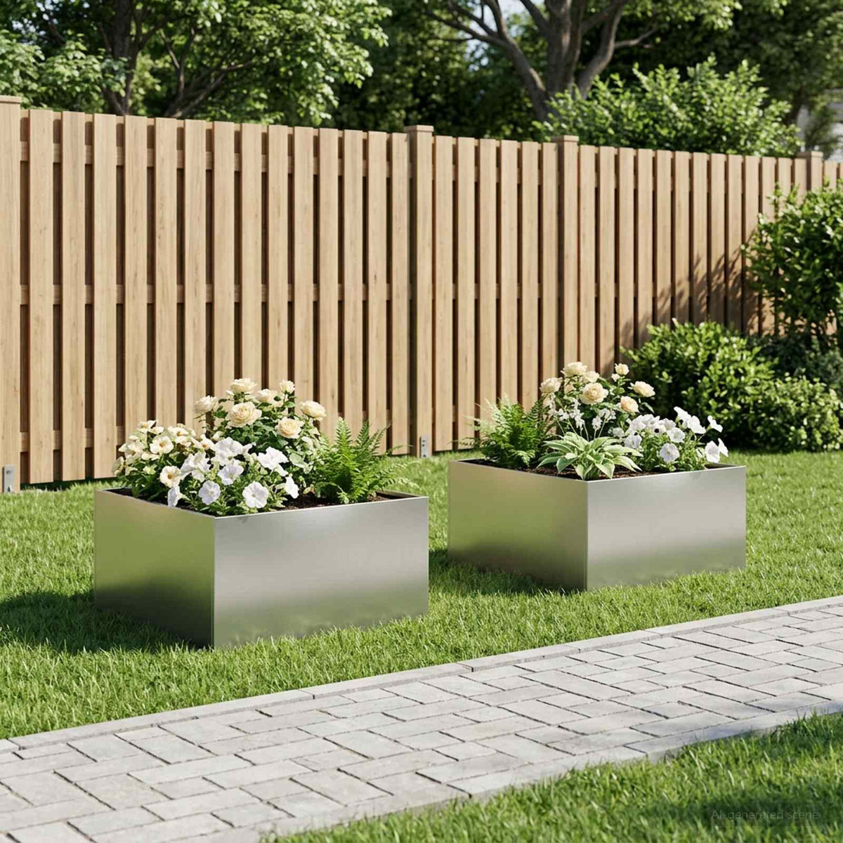 Vidaxl plantenbak 2 st zilver 60 x 60 x 40 cm roestvrij staal