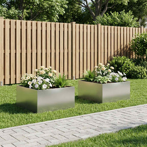Vidaxl plantenbak 2 st zilver 60 x 60 x 40 cm roestvrij staal