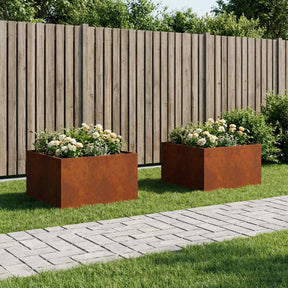 Vidaxl plantenbak 2 st roestkleurig 60 x 60 x 40 cm weervast staal