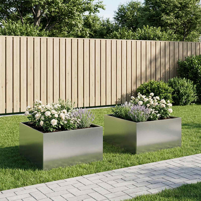 Vidaxl plantenbak 2 st zilver 80 x 80 x 40 cm gegalvaniseerd staal