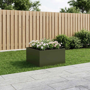 Vidaxl plantenbak olijfgroen 100 x 100 x 40 cm koudgewalst staal