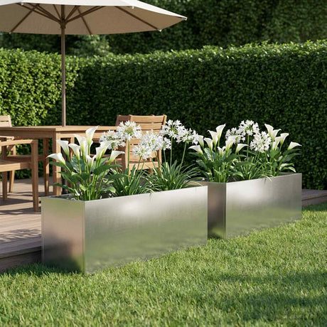 Vidaxl plantenbak 2 st zilver 40 x 20 x 20 cm roestvrij staal