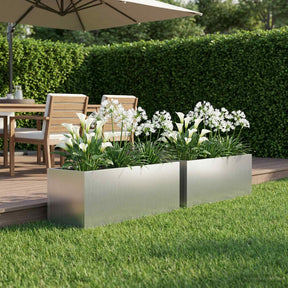 Vidaxl plantenbak 2 st zilver 40 x 20 x 20 cm gegalvaniseerd staal